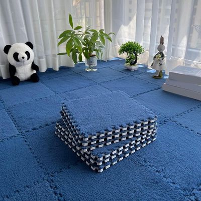 LBAawxe Foam Interlocking Floor Mat, 10 Pieces Puzzle, Soft Plush Carpet Tiles, Area Rugs(Navy Blue,1cm)