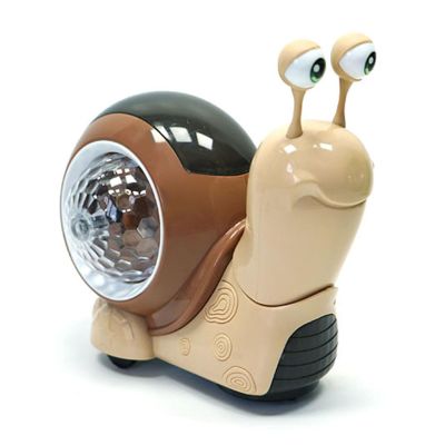 BTSEURY Crawling Snail Baby Toy, Interactive Electric Walking Toy with Music Lights and 3D Projection, for Toddlers and Kids Parent Child Play (Brown)