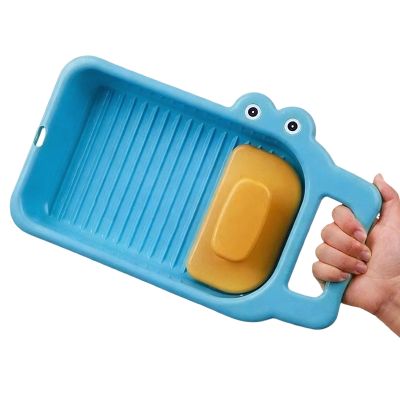 Mini Washing Board - Portable Manual Hand-held Crocodile, 12.6 * 7 * 1.9inch Kids Training Hand Wash Board for Dorm Travel Camping Home School