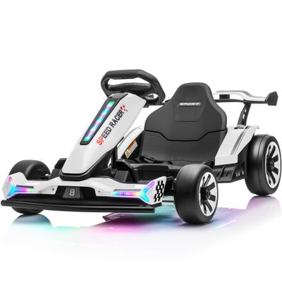 24V Ride On Toys for Big Kids, Electric Go Kart w/4-Level Length Adjustable Seat, Crazy Kart w/Fast 800W Motor, 3-Speeds Mode(8.2MPH Max), Sport/Drifting Modes, Rainbow LED, Bluetooth