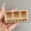 1:12 Scale Dollhouse Miniature Wall Shelf with Hooks, Modern Minimalist Unfinished Wood Hanging Rack, Dollhouse Furniture & Miniature Accessories for DIY Mini Scene Decor view 2
