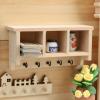 1:12 Scale Dollhouse Miniature Wall Shelf with Hooks, Modern Minimalist Unfinished Wood Hanging Rack, Dollhouse Furniture & Miniature Accessories for DIY Mini Scene Decor view 3