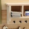 1:12 Scale Dollhouse Miniature Wall Shelf with Hooks, Modern Minimalist Unfinished Wood Hanging Rack, Dollhouse Furniture & Miniature Accessories for DIY Mini Scene Decor view 4
