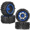 1/16 RC Wheels and Tires 4PCS, RCHuiWow 12mm Hex Plastic Rim Tires Set for 1/16 M-J-X16207-210,H-B-X16889-890,S-C-Y16101-106,Summit E-Revo Gorgon Grom,Mini Kraton 3S RC Truck Upgrades,Black&Navy Blue view 1