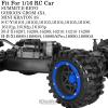 1/16 RC Wheels and Tires 4PCS, RCHuiWow 12mm Hex Plastic Rim Tires Set for 1/16 M-J-X16207-210,H-B-X16889-890,S-C-Y16101-106,Summit E-Revo Gorgon Grom,Mini Kraton 3S RC Truck Upgrades,Black&Navy Blue view 2