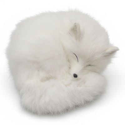 AwnsIMfreien Stuffed Animal Fox, White Fox Stuffed Animal, Realistic Sleeping Figurine Home Desk Decor with Soft Faux Furs, Handcrafted Shelf Ornament for Living Room, Office
