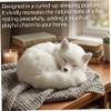 AwnsIMfreien Stuffed Animal Fox, White Fox Stuffed Animal, Realistic Sleeping Figurine Home Desk Decor with Soft Faux Furs, Handcrafted Shelf Ornament for Living Room, Office view 4