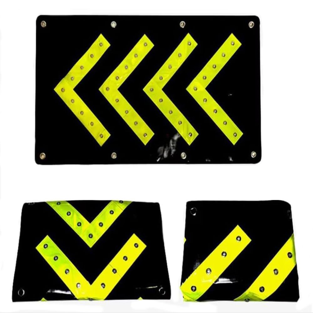 18 * 33in Magnetic Luminous Traffic Arrow Sign, Solar Energy Rechargeable Traffic Guide Light Foldable Traffic Warning Arrow Sign Board (USB)