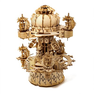 3D Wooden Puzzle for Adults, Mechanical Celestial Castle Star Map DIY Assembly Craft Model Kit, Rotating Orrery Desk Display Collectible (680PCS)