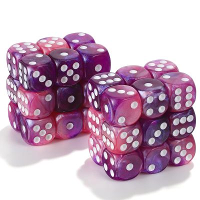 Susade 36 PCS Acrylic Dice Set 6 Sided Transparent Pink Coloured Dices Mini Standard Game Dice 16mm Clear Square-Corner Dices for Birthday Party Stacking Board Games Entertainment Office Ornaments