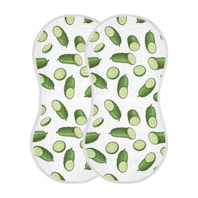Lotupokon Cucumber White Muslin Burp Cloths for Baby Absorbent Washcloths Soft Towels Newborn Spit Up Rags for Unisex 2 Pack
