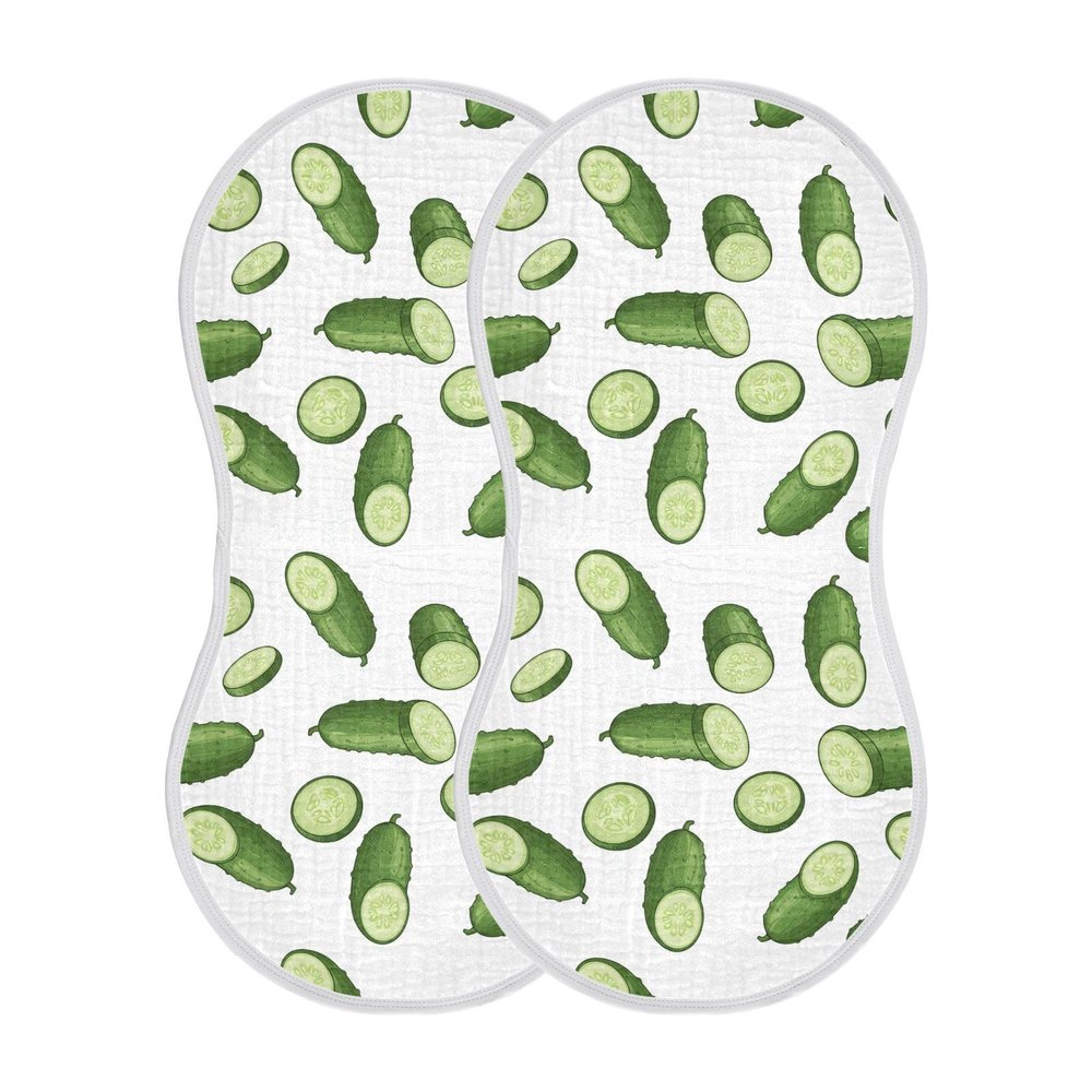 Lotupokon Cucumber White Muslin Burp Cloths for Baby Absorbent Washcloths Soft Towels Newborn Spit Up Rags for Unisex 2 Pack