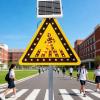24" 30" Solar Powered LED Pedestrian Crossing Sign - Aluminum Traffic Warning Sign with Flashing Lights for Enhanced Street Safety and Visibility view 1