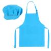 Classicseali Kids Apron and Chef Hat Set,Adjustable Blue Chef Apron for Kids with 2 Pockets, Kid Aprons for Girls and Boys, for Cooking Baking view 1