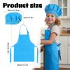 Classicseali Kids Apron and Chef Hat Set,Adjustable Blue Chef Apron for Kids with 2 Pockets, Kid Aprons for Girls and Boys, for Cooking Baking view 2
