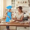 Classicseali Kids Apron and Chef Hat Set,Adjustable Blue Chef Apron for Kids with 2 Pockets, Kid Aprons for Girls and Boys, for Cooking Baking view 3