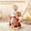 FUNLIO Pony Rocking Horse for Toddlers 6 Months to 3 Years, Cute Baby Rocking Horse with Safety Belt, Stuffed Plush Ride on Horse, Easy to Assemble Baby Rocker, Nursery, CPC & CE Certified - Brown view 2