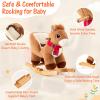 FUNLIO Pony Rocking Horse for Toddlers 6 Months to 3 Years, Cute Baby Rocking Horse with Safety Belt, Stuffed Plush Ride on Horse, Easy to Assemble Baby Rocker, Nursery, CPC & CE Certified - Brown view 4