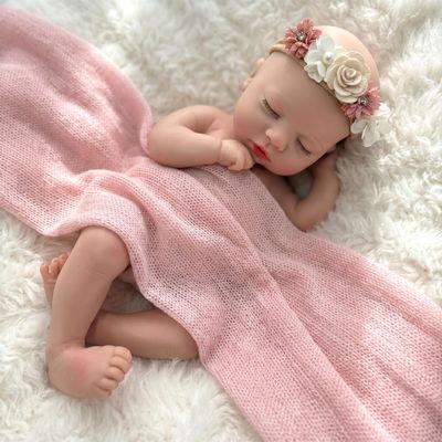 AMZBB 12 Drink & Wet Silicone Baby Dolls Sleeping Girl, 3Lb Weighted Silicone Reborn Dolls Full Body, Petite Preemie Doll with Complete Gift-Ready Set