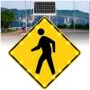24''/30" Solar LED Pedestrian Crossing Sign - Solar-Powered Flashing Warning Sign with Rust-Proof Aluminum Frame for Traffic Safety - Durable Road Sign, 24IN (61CM) view 1