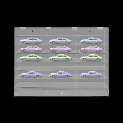 24 Grids Toy Car Display Case, 1: 24 Scale Diecast Cars Display & Storage Case, Wall Mounted Clear Acrylic Shelf with 24 Compartments and Cabinet Door for Toy Cars, Souvenirs, Collectibles