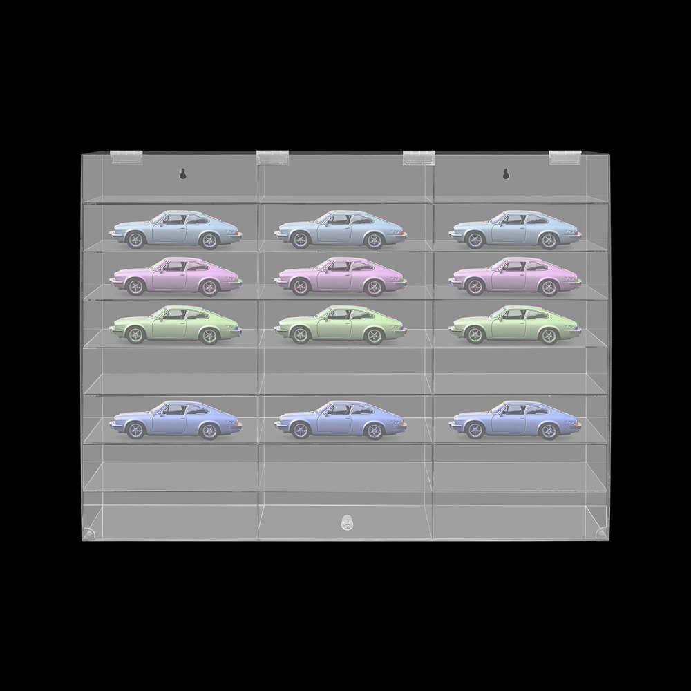 24 Grids Toy Car Display Case, 1: 24 Scale Diecast Cars Display & Storage Case, Wall Mounted Clear Acrylic Shelf with 24 Compartments and Cabinet Door for Toy Cars, Souvenirs, Collectibles