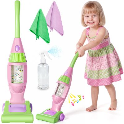 Pink Kids Vacuum Cleaner with Lights & Sounds, Toddler Girl Toys Ages 3+