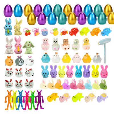 Machify 20 Pcs Colorful Easter Eggs Breaking Kit, Prefilled Surprise Toy Set, with Hammer, Cartoon Rabbit Theme, Latex, for Little Ones Ages 3+