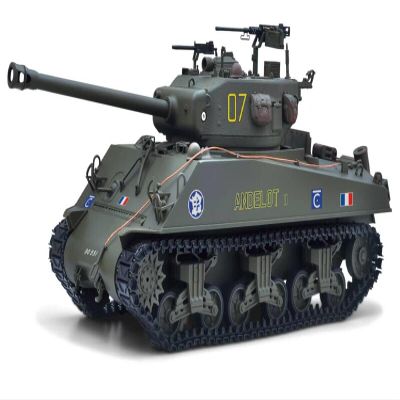 wheelfun 360 Rotation 1/16 Remote Control Tank Sherman M4A3 IR BB 76MM Barrel Elevation Smoke Unit Metal Chassis Tracks Road Wheels Hobby Grade Model for Ages 14+