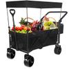 Foldable Wagon Cart with Removable Canopy, All-Terrain Heavy-Duty Collapsible Wagon for Camping, Beach, Garden & Shopping view 1