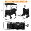 Foldable Wagon Cart with Removable Canopy, All-Terrain Heavy-Duty Collapsible Wagon for Camping, Beach, Garden & Shopping view 2