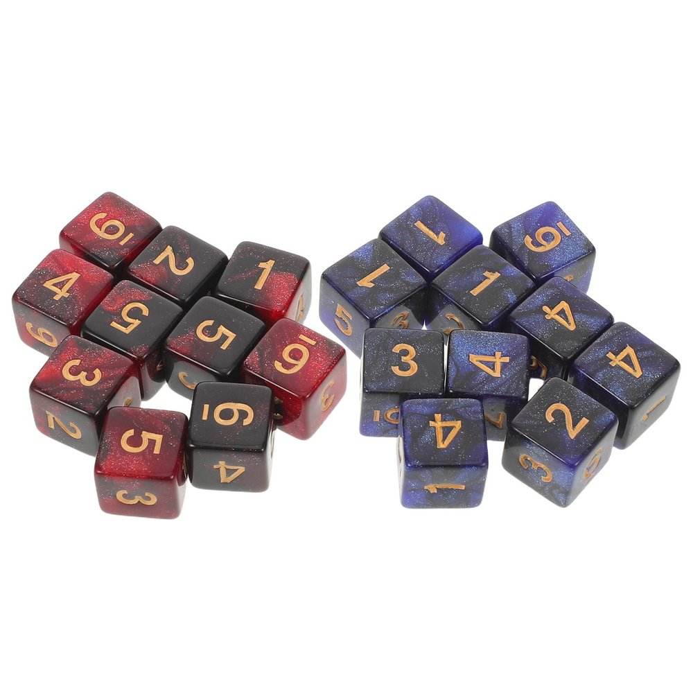Toyvian 20pcs Galaxy Acrylic 6-Sided Dice Set for Board Game Pieces and Tabletop Rpgs, Numbered Colorful Gaming Dice Pack for Party Games and Educational Use Random Color