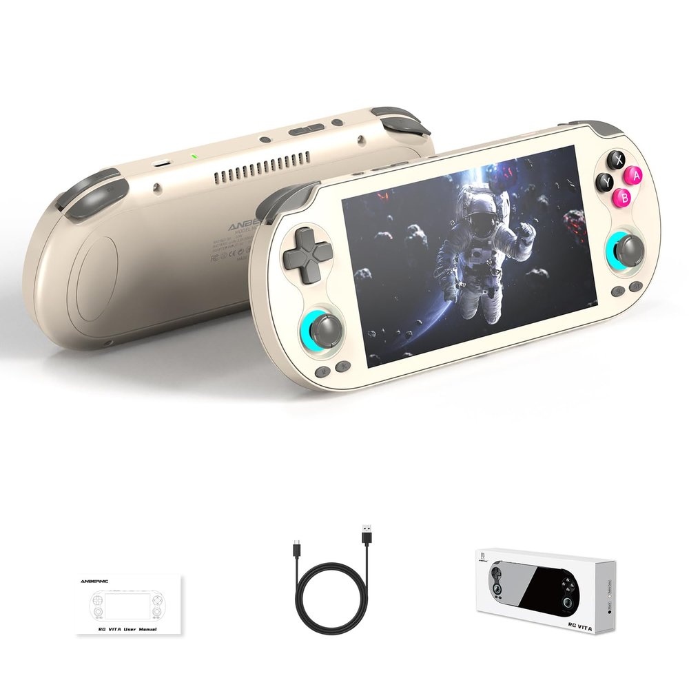 Anbernic RG Vita Retro Handheld Game Console, Android 12 Portable Gaming Console with 5.46" IPS Touch Screen, 3GB+64GB, Multi-Emulator, Wireless Screen Mirroring, Ideal for Travel, Home & Outdoor Entertainment(Retro Gray)