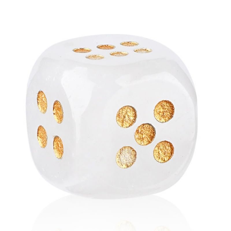 2pcs Natural Gemstone Dice Set 15mm Rounded Crystal Dice Semi Precious Stone Table Game Dice RPG Gaming Dice Healing Crystal (Clear Quartz)