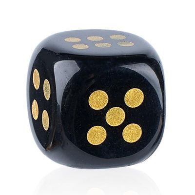 2pcs Natural Gemstone Dice Set 15mm Rounded Crystal Dice Semi Precious Stone Table Game Dice RPG Gaming Dice Healing Crystal (Obsidian)