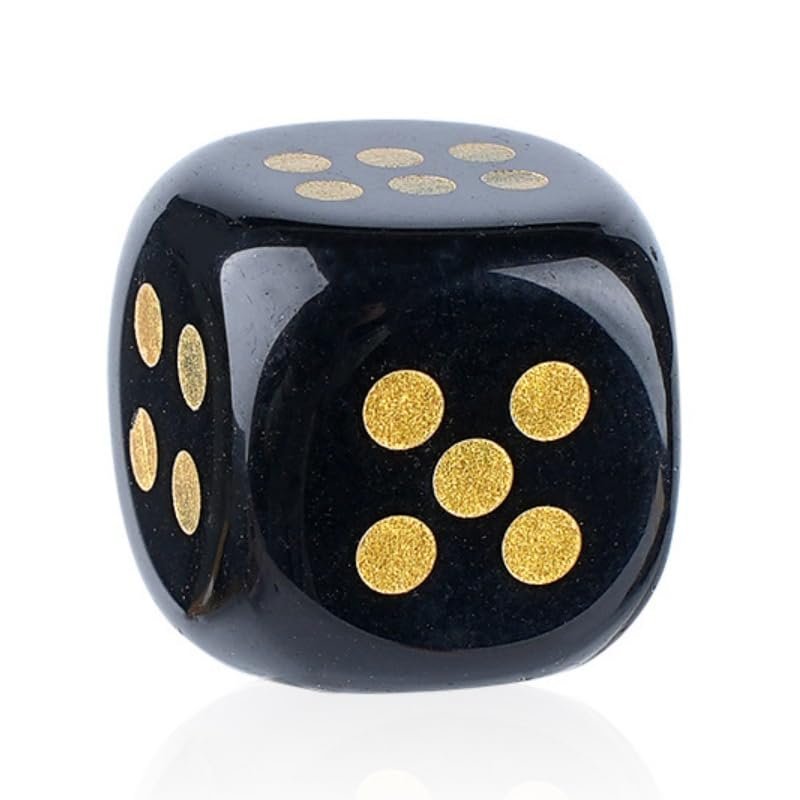 2pcs Natural Gemstone Dice Set 15mm Rounded Crystal Dice Semi Precious Stone Table Game Dice RPG Gaming Dice Healing Crystal (Obsidian)