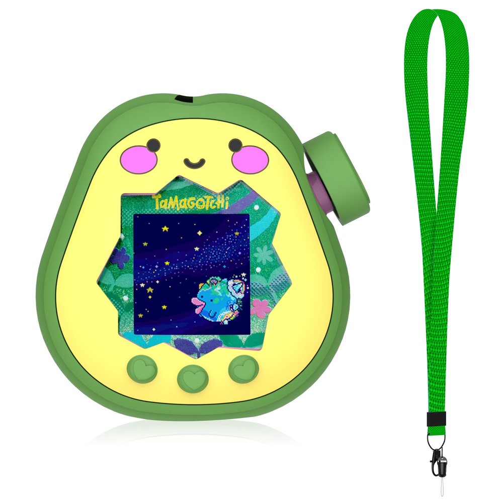 SGHLDE for Tamagotchi Paradise Silicone Case with Dial Cover and Lanyard, Cute 3D Avocado Standing Protective Case for Tamagotchi Paradise Accessories, Green Avocado