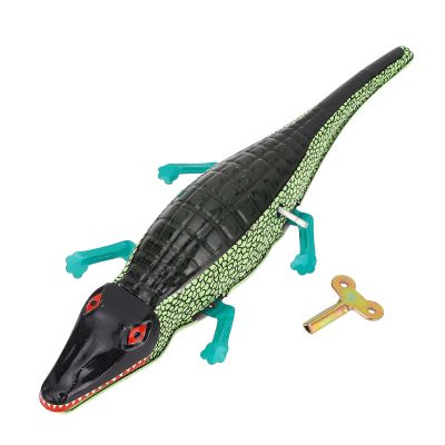 Srliya Handcrafted Iron Wind Up Crocodiles Toy with Snapping Mouth, Crawling Action, Vintage Style for Desktop Decorations, Photography Props, and DIY Uses