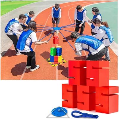 XIVUIFOI Team Building Games for Work,Instant Setup Block Tower Game for Adults and Schools, ABS Plastic Ideal for Field Day Activities (red 5pcs)