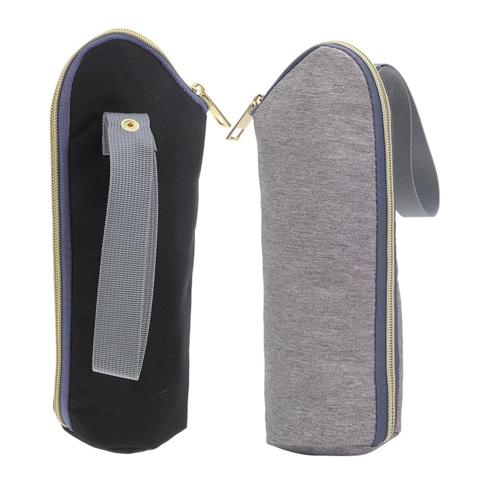 FOYTOKI 2pcs Insulated Milk Bottle Thermal Bags Bottle Carrier Sleeve Portable Cooler Pouches for Travel and Stroller Attachment in Black and Medium Gray Random Color