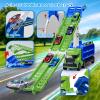 Race Track Truck Toy for Kids Age 3-5 - 4-in-1 Car Carrier Truck with 2 Foldable Race Tracks, Transport Vehicle Playset with 6 Die-Cast Cars, Gift Toys for Toddler Boys(Vivid Green) view 4
