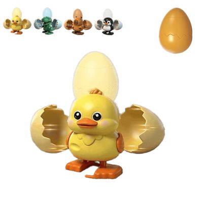 Pop-Surprise Easter Eggs Wind-Up Jumping Animal Toy, Wind-up Bouncing Egg Cute Creature Novel Hatching Walking Chick Capybara Penguin Dinosaur Duck (Duck)