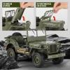 1/10 Scale RC Military SUV, 4WD Off-Road Vehicle with Alloy Frame Chassis,Army Vehicle with Opening Hood and Folding Windshield, 2 Batteries, (Basic VersionRC Car NO Capstan + NO Tarpaulin) view 3