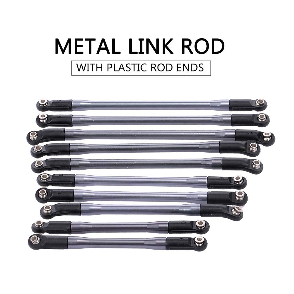 Eacam Perfectly fit for Axial SCX10 II 90046 90047, Reduce the Power of Bumps to Tires, Made of Quality Metal, Improve the Performance,1 for rc car,1 with Plastic Rod Ends 10pcs M