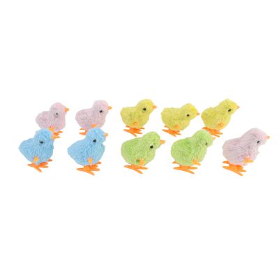 Rengue 10pcs Clockwork Chick Toy, Bright Colors Lifelike Hopping Wind Up Toy for Cats and Toddlers, with Premium Plush and Plastic Material
