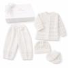 03M Newborn Outfit Handmade Knit 4-Piece Baby Set Hospital Take Home Clothes Premium Baby Gift- Christening Baptism clothes - First Outfit for Newborn Boy Girl- White 812 lbs view 1
