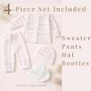 03M Newborn Outfit Handmade Knit 4-Piece Baby Set Hospital Take Home Clothes Premium Baby Gift- Christening Baptism clothes - First Outfit for Newborn Boy Girl- White 812 lbs view 4