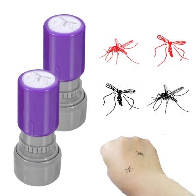 2 Pcs Funny Novelty Creative Prank Cartoon Pattern Various Styles,Tricks Friends Lifelike Realistic Mosquito Animal Insect Stamp(Style E)