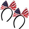Beaupretty 2pcs USA Flag Patriotic Bow Headbands for Independence Day Party Hair Accessories, 4th of July Cosplay Hair Hoops for Women and Celebration view 1