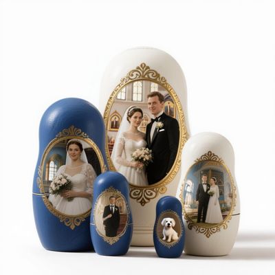 Personalized Portrait Nesting Dolls, Custom Photo Matryoshka Russian Dolls, Unique Gift for Family, Mom, Dad, Grandma, or Grandpa Perfect for Mothers Day, Fathers Day, Christmas, and Birthdays